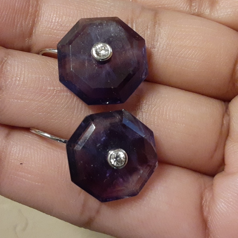 925 Bi Color Fluorite Earrings. PRICE IS FIRM. - Picture 4 of 7